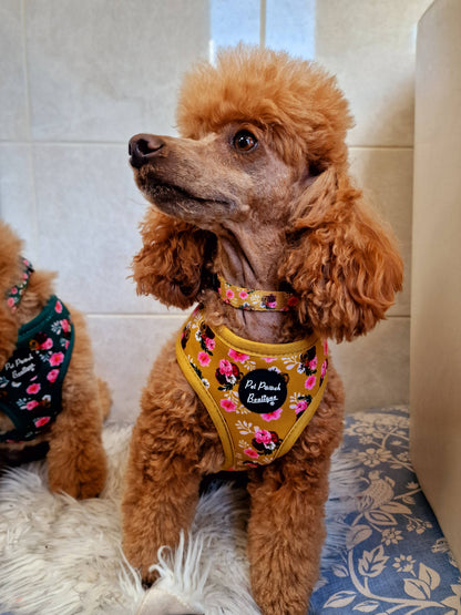 Vintage Yellow Buttercup Peonies Floral Puppy Dog Harness